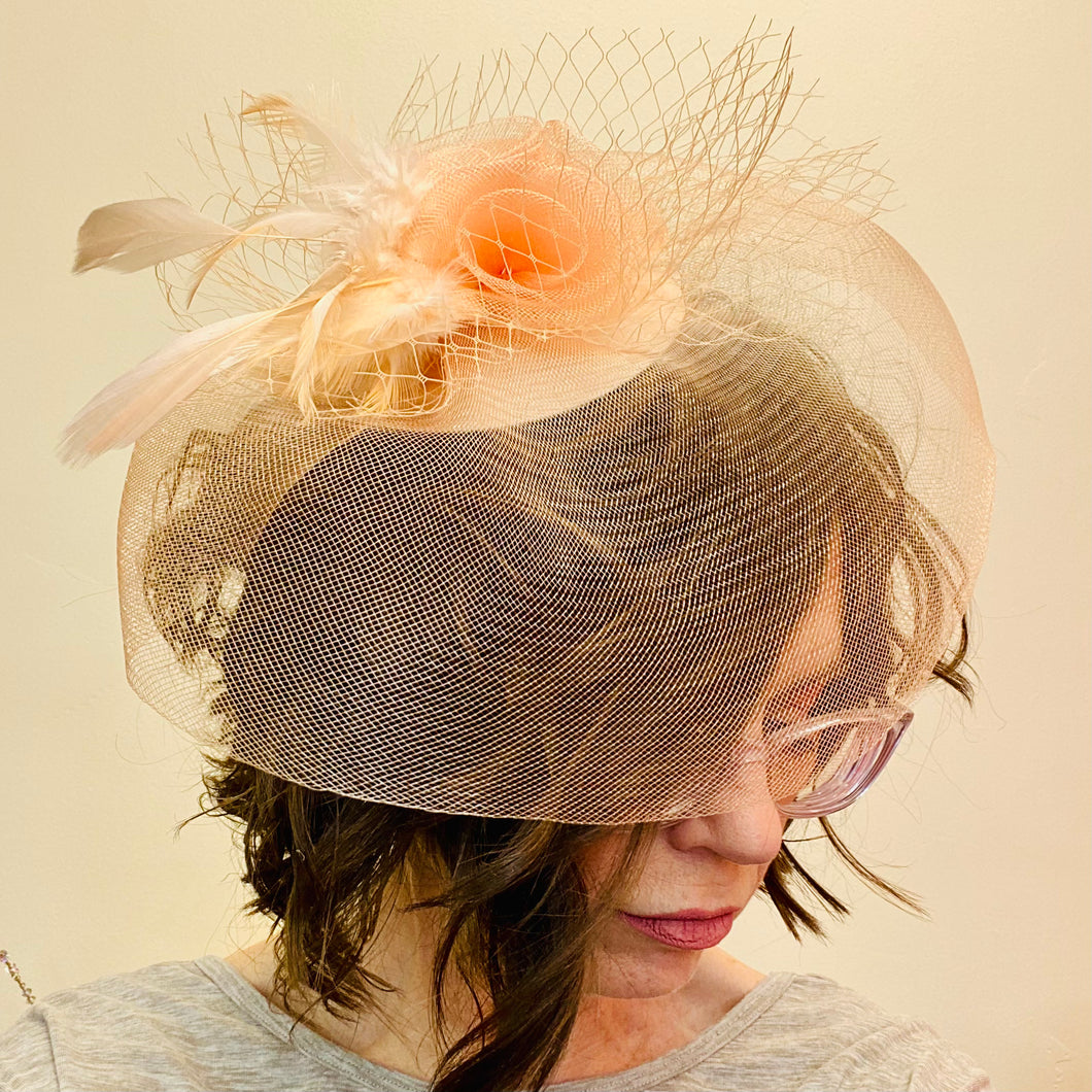 Derby Flower Fascinator ~ Peach