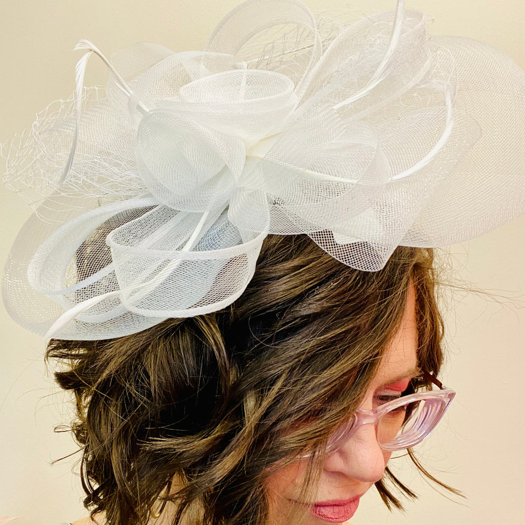 Derby Flower Fascinator ~ White