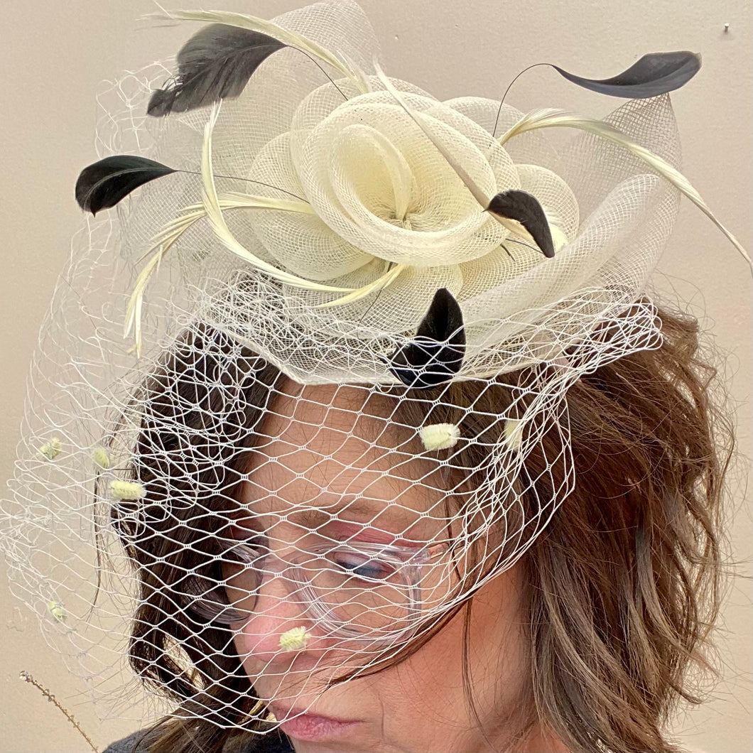 Derby Flower Fascinator ~ Ivory