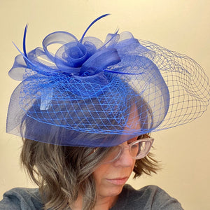 Derby Flower Fascinator ~ Blue