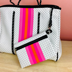 The Giavanna Neoprene Tote-White & Pink