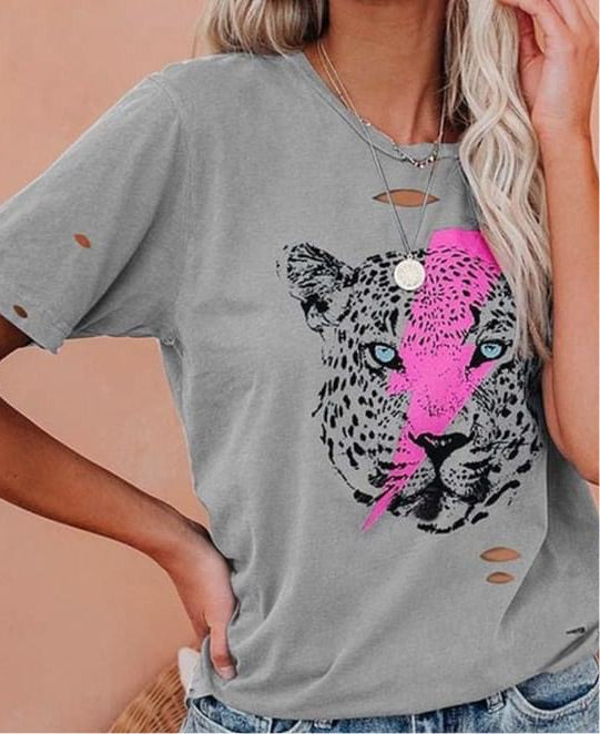 Electric Cheetah Distressed Graphic Tee