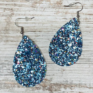 Glitter Teardrop Earrings~Sky Blue