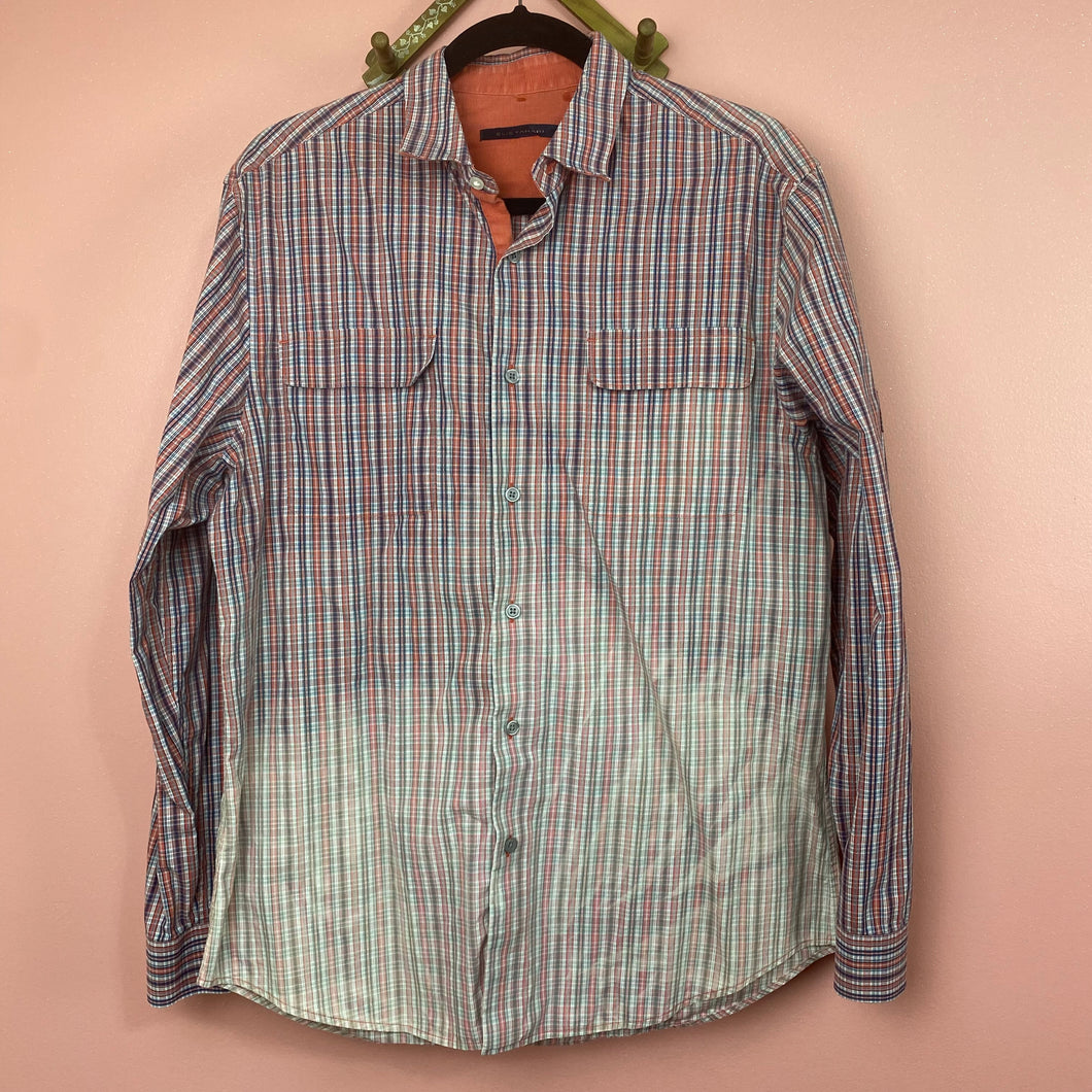 Hand Bleach Dyed Plaid Shirt