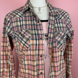 Hand Bleach Dyed Plaid Shirt
