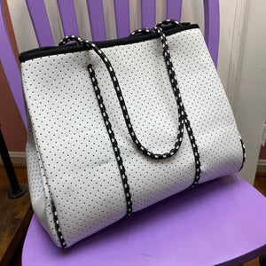 The Giavanna Neoprene Tote-White Black Red