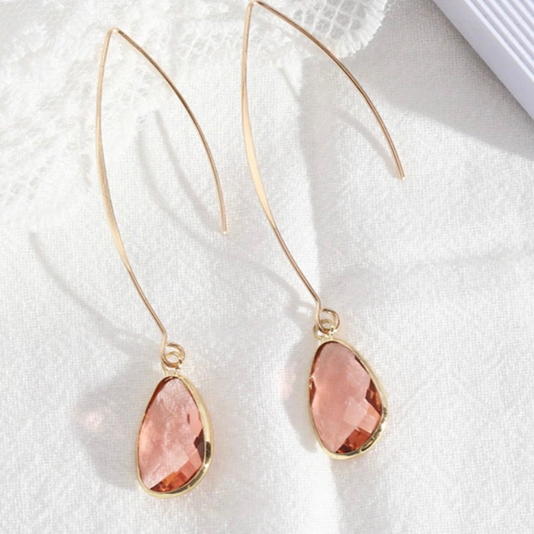 Fanciful Waterdrop Wishbone Earrings ~Champagne