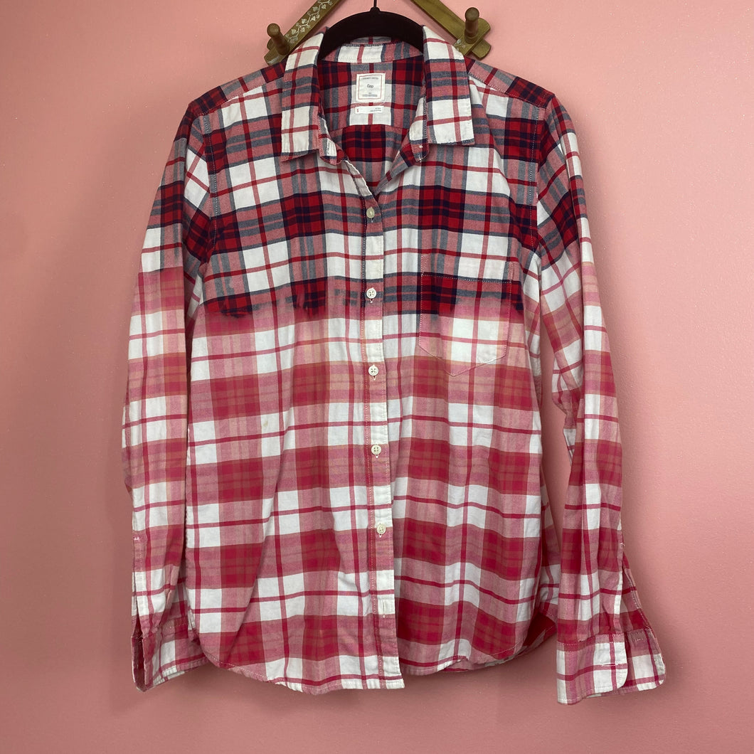 Hand Bleach Dyed Flannel Shirt