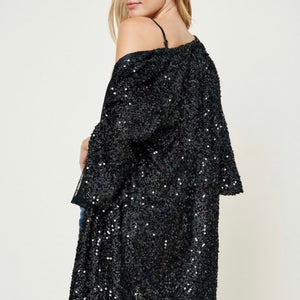 Bell Sleeve Sequin Kimono