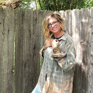 Hand Bleach Dyed Flannel Shirt