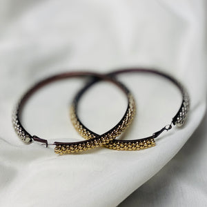 Bangle Hoop ~Silver Gold Charcoal