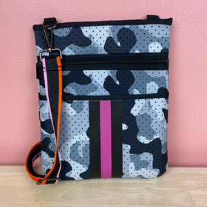 The Giavanna Neoprene Crossbody-Gray Camo