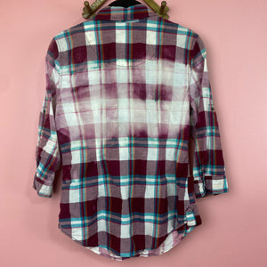 Hand Bleach Dyed Plaid Shirt