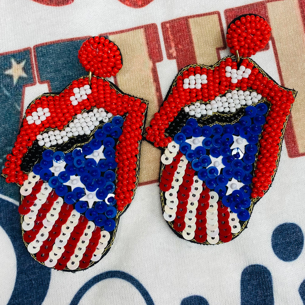 Rock On Red White Boujee Bead Earrings