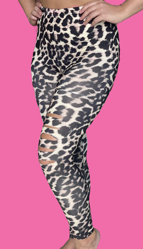 Wild Leopard Distressed Leggings