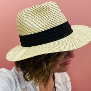 Sunny Days Straw Fedora Hat~Khaki