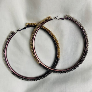 Bangle Hoop ~Silver Gold Charcoal