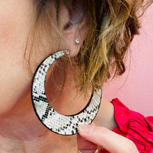 Load image into Gallery viewer, Let&#39;s Slither Snakeskin Hoop Earrings
