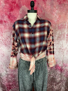 Hand Bleach Dyed Flannel Shirt-Women’s XS