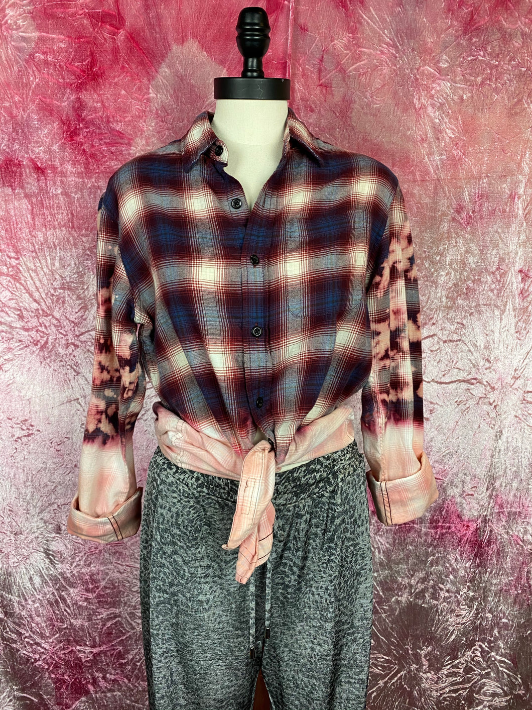 Hand Bleach Dyed Flannel Shirt-Women’s XS