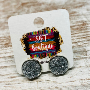 Silver Druzy Studs