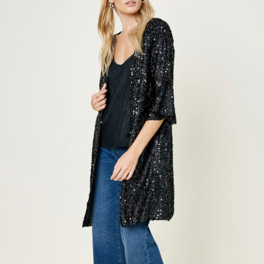 Bell Sleeve Sequin Kimono