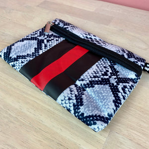 The Giavanna Neoprene Tote - Black/Red Snakeskin