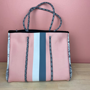 The Giavanna Neoprene Tote-Pink/White/Gray