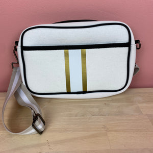 The Giavanna Neoprene Messenger-White/Gold