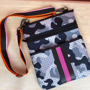 The Giavanna Neoprene Crossbody-Gray Camo