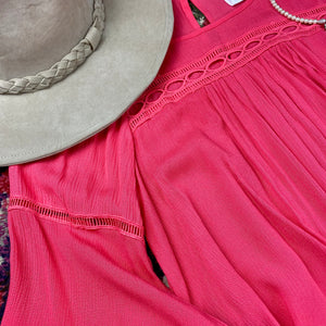 Three Pink Hearts Bell Sleeve Top