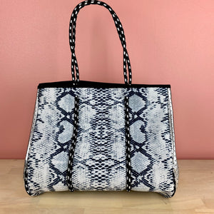 The Giavanna Neoprene Tote - Black/Red Snakeskin