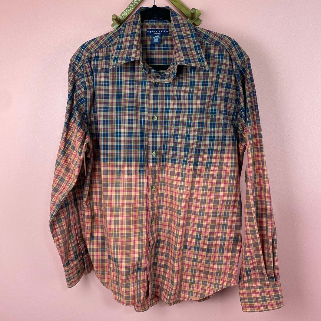 Hand Bleach Dyed Plaid Shirt