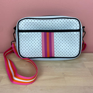 The Giavanna Neoprene Messenger-White/Pink/Orange