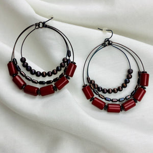 The Alexis Earrings - Dark Red