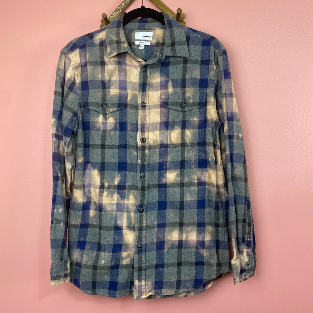 Hand Bleach Dyed Flannel Shirt