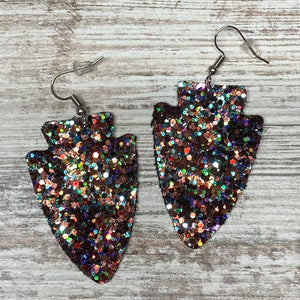 Glitter Arrowhead Earrings~Multicolor