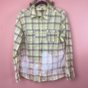 Hand Bleach Dyed Plaid Shirt