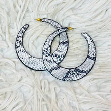 Load image into Gallery viewer, Let&#39;s Slither Snakeskin Hoop Earrings
