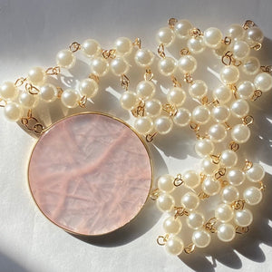 Stella Stone & Pearl Accent Necklace~Petal Pink