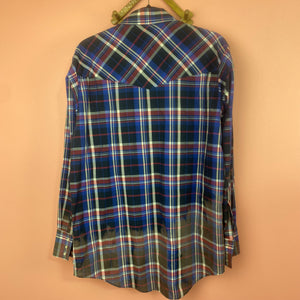 Hand Bleach Dyed Plaid Shirt