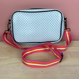 The Giavanna Neoprene Messenger-White/Pink/Orange