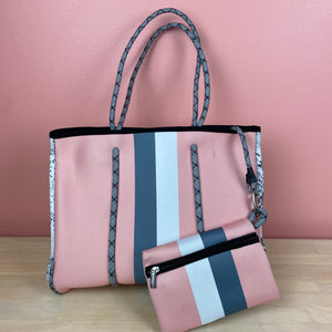 The Giavanna Neoprene Tote-Pink/White/Gray