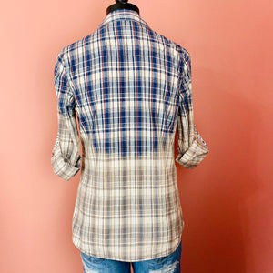 Hand Bleach Dyed Plaid Shirt