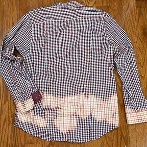 Hand Bleach Dyed Plaid Shirt