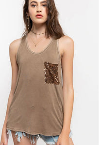 Harmony Sequin Pocket Tank