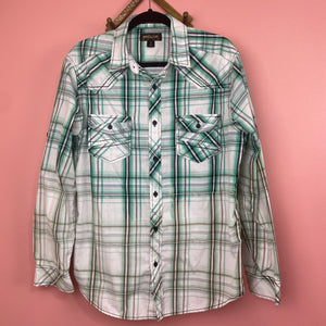 Hand Bleach Dyed Plaid Shirt